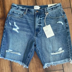 Bohme distressed cutoff high rise denim shorts